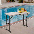 Lifetime Nesting 80823 Adjustable Rectangular Folding Table 122 cm for 4 People Beige
