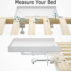 Foldable Bedside Shelf, Metal Clip-On Bed Tray Table for Bunk Bed & Dorm Beds, Dorm Room Essentials Organizer for College Students, Floating Tray, Space Saving Nightstand for Loft Beds (White, Large)