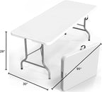 VINGLI 8 Foot Plastic Folding Table Portable Long Table for Indoor Outdoor Use Rectangular with Carrying Handle，White