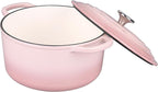 VORRINGARD Enameled Cast Iron Dutch Oven Pot with Lid, for Sourdough Bread Baking, Round Dutch Ovens, 4.5 Quart, Pink