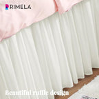 RIMELA Dorm Bed Skirt Twin XL 36 Inch Drop, Easy to Install Extra Long Wrap Around Elastic Dust Ruffle, Warm White Bedskirt Solid Silky Fabric Machine Washable (Twin XL 80“L x 39”W & Twin 75“L x 39”W)
