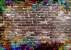 Vinyl 7x5ft Colorful Graffiti Brick Wall Backdrop, Ideal for Photo Studio, Birthday Party, Wedding
