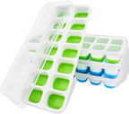 Ice Cube Trays, Silicone Easy-Release and Flexible 14-Ice Trays with Spill-Resistant Removable Lid, BPA Free, Durable and Dishwasher Safe, 4 Pack