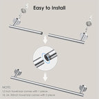 FORIOUS Towel Bar Wall Mounted, Stainless Steel Towel Racks for Bathroom, Includes Wall Mounting Hardware (Chrome, 32 Inch)