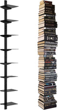 Floating Book Shelves for Wall, 8 Tier Invisible Floating Bookshelf, Vertical