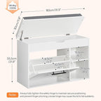 HOOBRO Shoe Storage Bench with Cushion, Modern Entryway Bench with Flip Drawer and Hidden Top Compartment, Shoe Cabinet with Seat and Adjustable Shelves for Hallway, 31.5" L, White and Gray, WG55HX01