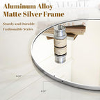 VooBang Black Round Bathroom Mirror, 42 inch Large Circle Wall Mounted Hanging Mirror with Simple Modern Circular Metal Frame for Hallway, Entryway, Living Room, Silver Frame
