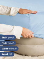 Extra Deep Queen Fitted Sheet - Hotel Luxury Single Fitted Sheet Only - Easily Fits 18 inch to 24 inch Mattress - Ultra Soft, Wrinkle & Fade Free w/Extra Deep Pocket - Breathable & Comfy - Light Blue