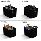 ORGIDOL 12 Pack Black Plastic Storage Bins, Storage Container for Organizing, Storage Boxes with Handle for Shelves, Cute Organizer Bins for Craft, Snacks, Pantry, Cabinet, 8.7x6.7x5.66inch