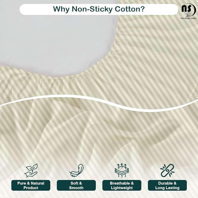 NON Sticky cotton Twin Size Sleeper Sofa Sheets, 4 Piece Egyptian Cotton Bed Sheet Set for Sofa Bed, 8" Deep Pocket for Pull Out Couch Mattress, 39" x 75", Ivory Stripe, Soft & Breathable
