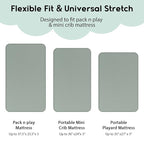 Yoofoss Pack and Play Sheets Fitted, Mini Crib Sheets 2-Pack for Pack N Play Mattress, Stretchy Playard Sheet, Soft and Breathable Green + Leaf