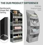 SUREMAX 42.5" Over The Door Organizer, 40 Lbs Heavy Duty Anti-Tilt Behind Door Storage with 4 Large Pockets and 6 Side Mesh Pockets, Hanging Closet Organizer for Bathroom, cabinet, Nursery and Pantry
