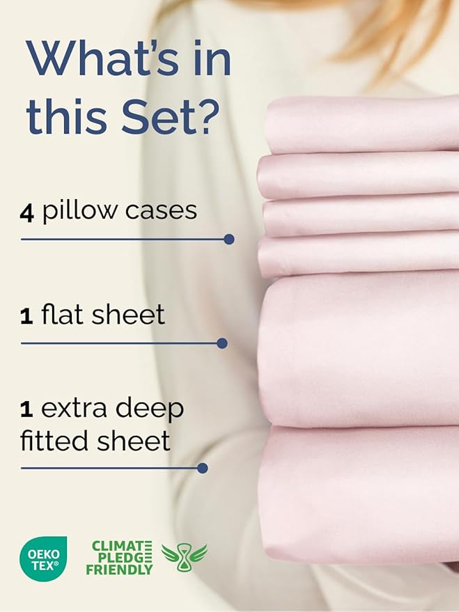 Extra Deep Full Sheet Set - 6 Piece Breathable and Cooling Sheets - Hotel Luxury Bed Sheets Set - Easy Fit - Soft, Wrinkle Free and Comfy Sheets Set - Lavender Pink Sheet Set with Extra Deep Pockets