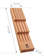 ZWILLING Kitchen Knife Drawer Insert Wooden Knife Holder Storage for 8 Knives Brown