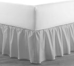 SlumberWell Full Bed Skirt with Split Corners, Soft Microfiber, 12 Inch Drop, Light Grey Solid, Elegant Ruffled Design