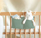 Cotton Baby Bedside Hanging Storage Bag,2 Pockets Organizer for Baby Cribs and Toys (Green)