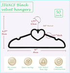 Black Velvet Hangers 50 Pack, 16" Non Slip Adult Hangers, Slim Clothes Hanger with 360 Degree Swivel Hook - Durable & Cute
