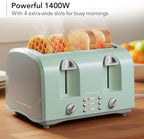 OVENTE Electric 4-Slice Toaster, 6-Shade Settings,Teal TS4410LBL