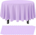 Ragnhild 16 Pack Lavender Plastic Tablecloths for Round Tables, Premium Decorative Light Purple Disposable Table Cloths for Parties, Round Party Table Cover for Birthday Wedding Baby Shower, 84 Inch