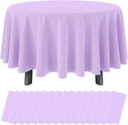 Ragnhild 16 Pack Lavender Plastic Tablecloths for Round Tables, Premium Decorative Light Purple Disposable Table Cloths for Parties, Round Party Table Cover for Birthday Wedding Baby Shower, 84 Inch
