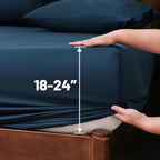 Extra Deep Pocket Queen Sheets 18-24 Inch 100% Egyptian Cotton 1000 Thread Count Sateen Weave Soft Breathable 4 Pieces（Queen,Navy）