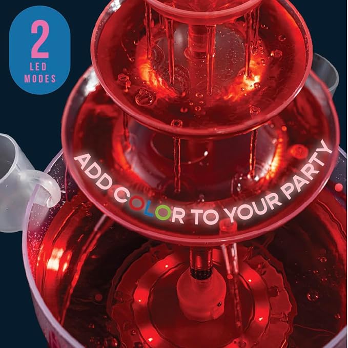 Kusini Drink Fountain for Parties - 1.5 Gal, 3 Tier Punch Bowl Drink Tower, LED Base, 4 Reusable Cups - Drink Dispenser Machine for, Juice, Punch, Pani Puri Fountain for Party Hosting Supplies