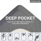 LEISURE TOWN Twin Mattress Pad Fitted Quilted Cotton Mattress Cover Cooling Soft Pillow Top Mattress Topper with Down Alternative Filling Mattress Protector with 8-21 Deep Pocket (39x75 Inches Grey)