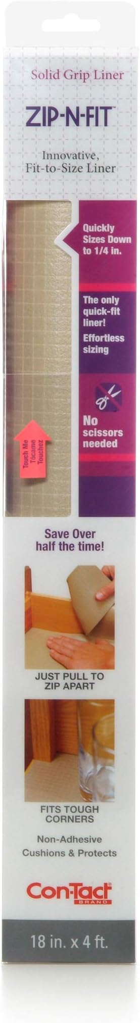 Con-Tact Brand Zip-N-Fit Solid Grip Liner, 18" x 4', Taupe (04F-CZ6U59-06AZ)