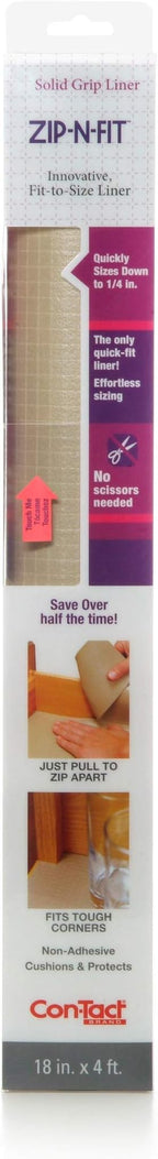 Con-Tact Brand Zip-N-Fit Solid Grip Liner, 18" x 4', Taupe (04F-CZ6U59-06AZ)