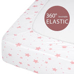 Baby Bassinet Sheets Girl Boy, Fitted Bassinet Sheet Set 3 Pack Bassinet Mattress Sheets Universal Fit for Rectangle, Round, Oval, Hourglass Mattress, Soft Breathable Pink White Moon