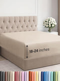 Extra Deep Queen Fitted Sheet - Hotel Luxury Single Fitted Sheet Only - Easily Fits 18 inch to 24 inch Mattress - Ultra Soft, Wrinkle Free w/Extra Deep Pockets - Easy-Care, Breathable & Comfy - Wheat