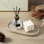 Koville Natural Silver Pearl Marble Decorative Tray, 10" x 5" Marble Vanity Tray for Bathroom Countertop Organizer Stone Trays, Catchall Tray Stone Plate for Perfume, Candles, Jewelry
