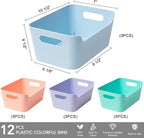 Tiawudi 12 Pack 4.5L Storage Bins, Plastic Storage Baskets for Home Classroom Organization, Multi-Use Organizer Bins for Cabinet, Pantry, Drawer, Closet, Countertop or Shelves, Colorful Containers