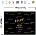 Officially Retired Black Golden Banner Backdrop for Photography, 7x5FT, Happy Retirement Party Background, Photo Booth Studio Props MBMYLU154 - size: cotton polyester-7x5ft