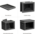 Homsorout Stackable Storage Bins with Lids - Large Storage Box with Lids, Foldable Closet Boxes for Organizing, Wardrobe Clothes Organizer with Window, Cubes Bins for Living Room, 6 Pack, Dark Grey
