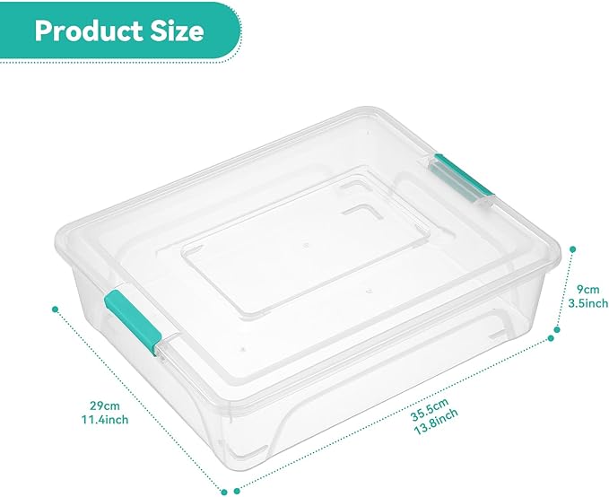 novelinks Clear Plastic Storage Bins with lids, Stackable Storage Containers, Durable Craft Storage Boxes, Organization Containers for Home Office (10 Quart 4 Pack Green)