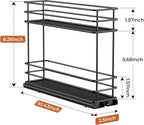 Mystozer Pull Out Spice Rack Organizer for Cabinet, Slide Out Spice Racks, Easy to Install Spice Cabinet Organizers, 5.2" Wx10.43 Dx8.26 H, 2 Packs 2 Tiers(Black)