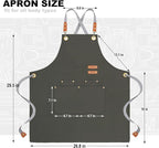 BeLuyi chef apron bib tool apron for man woman cross back straps with 4 pockets for kitchen cooking gardening baking working