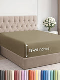 Extra Deep Cal King Fitted Sheet - Hotel Luxury Single Fitted Sheet Only - Easily Fits 18 inch to 24 inch Mattress - Ultra Soft, Wrinkle & Fade Free w/Extra Deep Pockets - Breathable & Comfy - Khaki