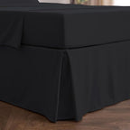 Mellanni Bed Skirt Queen Size - Bed Skirting - 15-Inch Tailored Drop Pleated Dust Ruffle - Hotel Luxury Bedding - Wrinkle, Fade, Stain Resistant - 1 Bedskirt (Queen, Black)