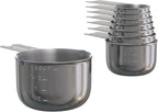 Color Up Measuring Cup Set, 8 Piece, Copper and Chrome Finish, Stainless Steel, Accurate for Wet & Dry Ingredients, Embossed Markings, Easy Pour Spouts, Dishwasher Safe, Kitchen Essential (Stainless)