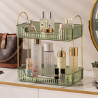 shuang qing Bathroom Counter Organizer Countertop Storage, Cosmetics Skincare Shelf, Makeup Organizer Perfume for Dresser Vanity Tray, Spice Rack for Kitchen(2 Tier-Green)