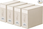 StorageTastic 4 Pack Bed Sheet Closet Organizers and Storage,Sturdy Foldable Storage Containers with Window and Label,Storage and Organization for Bedding Sheets,Duvet Covers,Blankets (Beige)