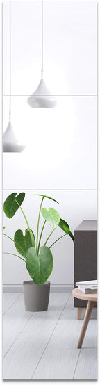 EVENLIVE® Full Length Mirror Tiles, Frameless Glass Wall Mirror 12 Inch x 4 Pieces, Body Mirror, Long Mirror, Gym Mirrors for Home Gym, for Door, Closet, Room, Easy to Install
