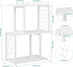 Small Desktop Bookshelf Organizer, White 3-Tier Desk Shelf with Metal Hook Workspace Organizers for Desk Organization and Office Storage Table Bookcase