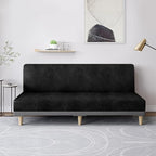 molasofa Leather Like Stretch Futon Slipcover Armless Futon Bed Sofa Cover Furniture Protector with Elastic Bottom, Soft and Washable Futon Cover for Sofa Bed Stay in Place（Larger，Black）