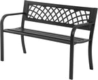 Garden Bench, Outdoor Benches, Iron Steel Frame Patio Bench