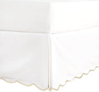 HIG Off White Chic King Bed Skirt - Easy Fit Scallop Edge Pleated Bedskirts, 14 Inch Drop Anti-Slip Dust Ruffle, Thick Fabric for Enhanced Privacy, Pre-Washed for Long-Lasting Use(N60022)