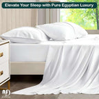 NON Sticky cotton Queen Size Sleeper Sofa Sheets, 4 Piece Egyptian Cotton Bed Sheet Set for Sofa Bed, 10" Deep Pocket for Pull Out Couch Mattress, 60" x 75", White Solid, Soft & Breathable