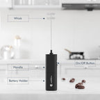 Powerful Milk Frother with Self-Stand Design, Handheld Foam Maker Mini Whisk Drink Mixer for Coffee, Cappuccino, Latte, Matcha, and Hot Chocolate